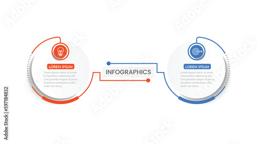 Vector infographic thin line design with marketing icons. Business concept with 2 options, steps or processes.