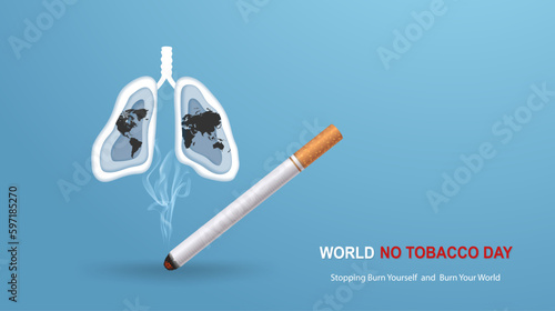 Campaign card against smoking on World No Tobacco Day Reminder of the effects of smoking on yourself, your family and society.