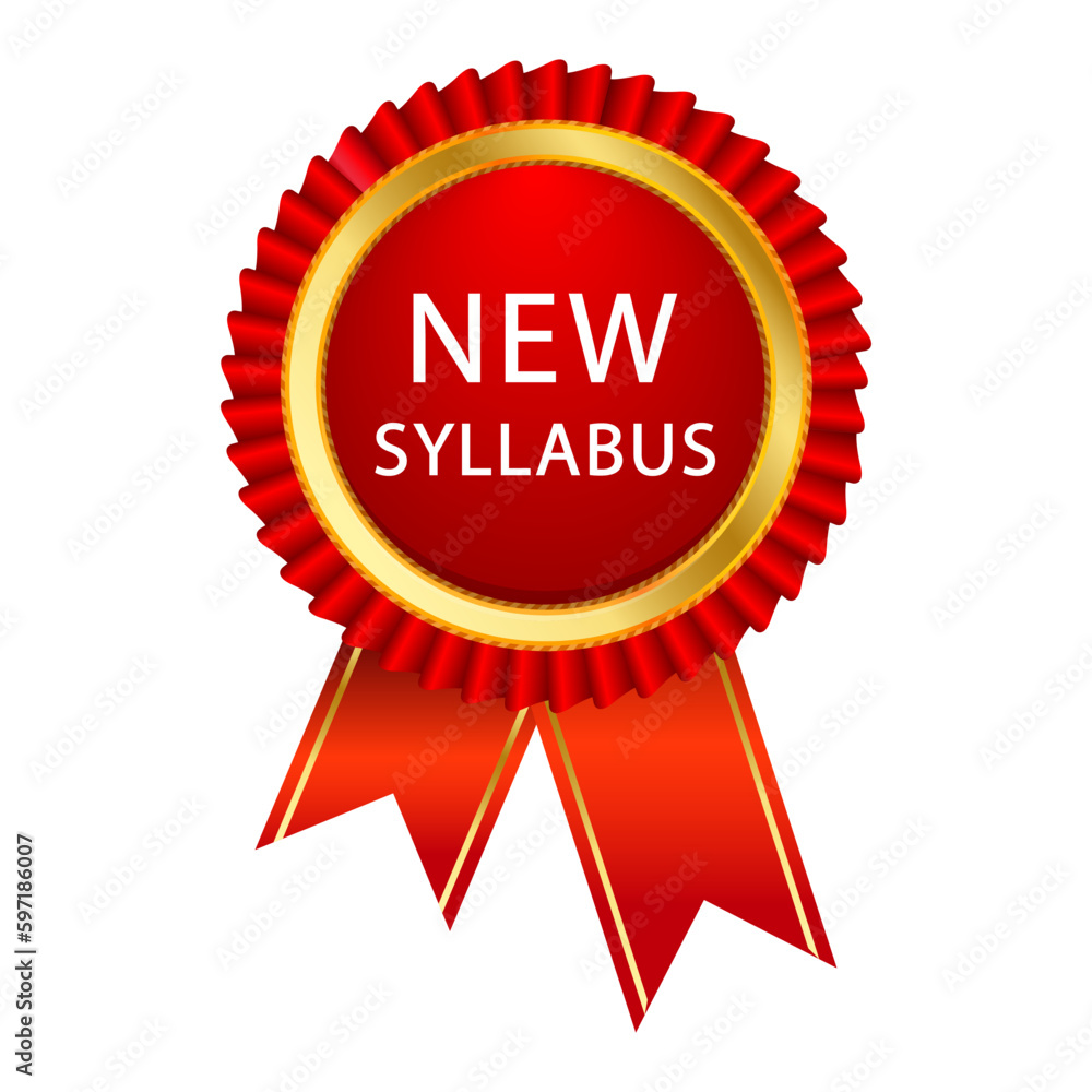 New Syllabus Red and Gold Elegant Badge Emblem Isolated Vector New Syllabus Red and Gold Elegant Badge Emblem Isolated Vector