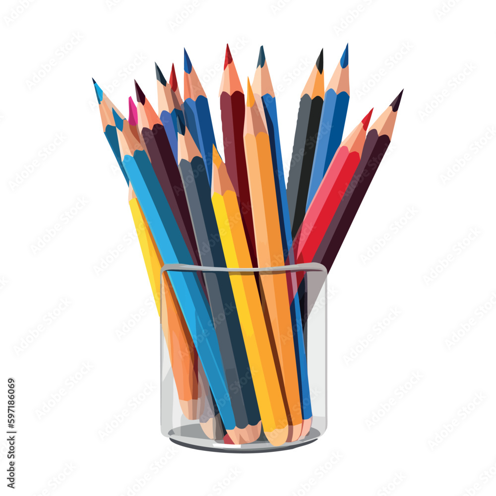 Multi colored pencils in a cup Multi colored pencils in a cup