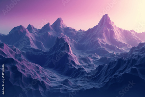 abstract 3D dreamscape landscape background in various shades of purple © ProDesigner