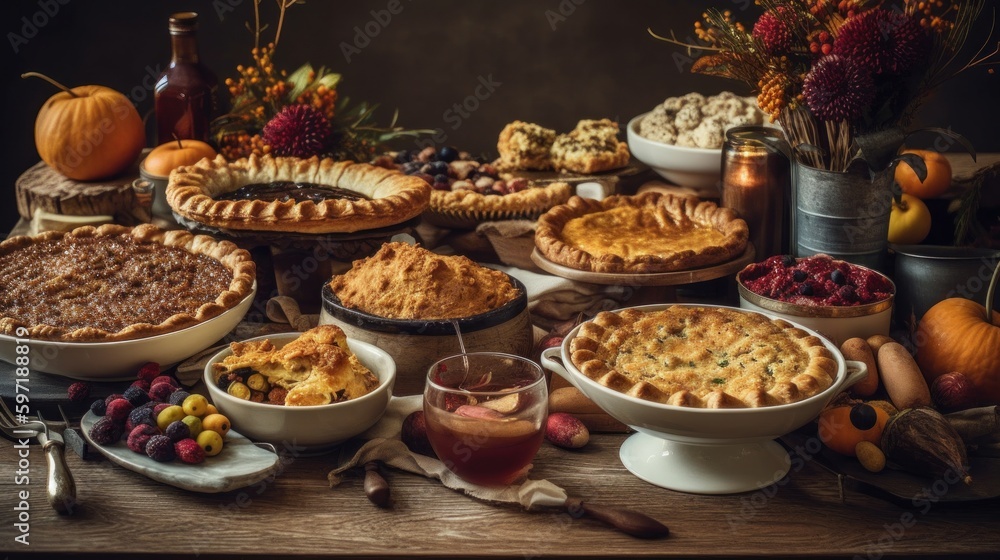 Thanksgiving meal with all classic. AI generated Thanksgiving meal with all classic. AI generated