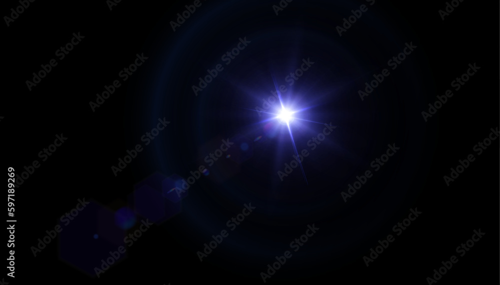 Bright light effect with rays and highlights shines with blue light. Bright light effect with rays and highlights shines with blue light.