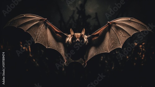 Frightening and creepy bat flapping. AI generated