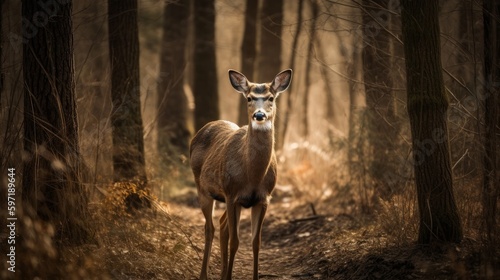 Gentle and peaceful deer. AI generated