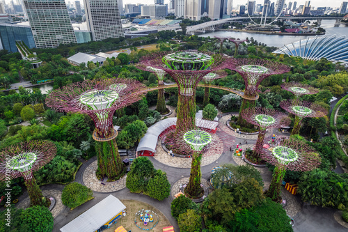 Aerial view of the Singapore landmarks