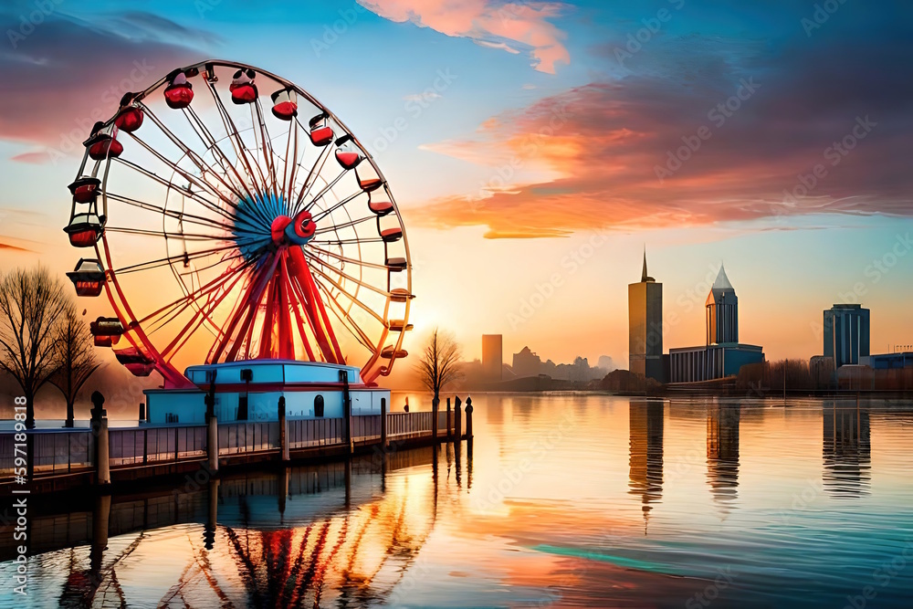 National Harbor The Capital Wheel - Created with Generative AI Technology