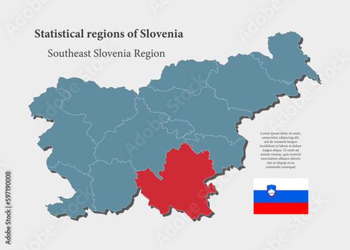 Vector map Slovenia, region Southeast Slovenia