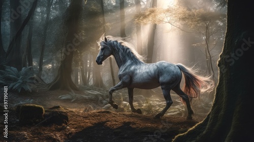 Mythical and magical unicorn. AI generated © ArtStage