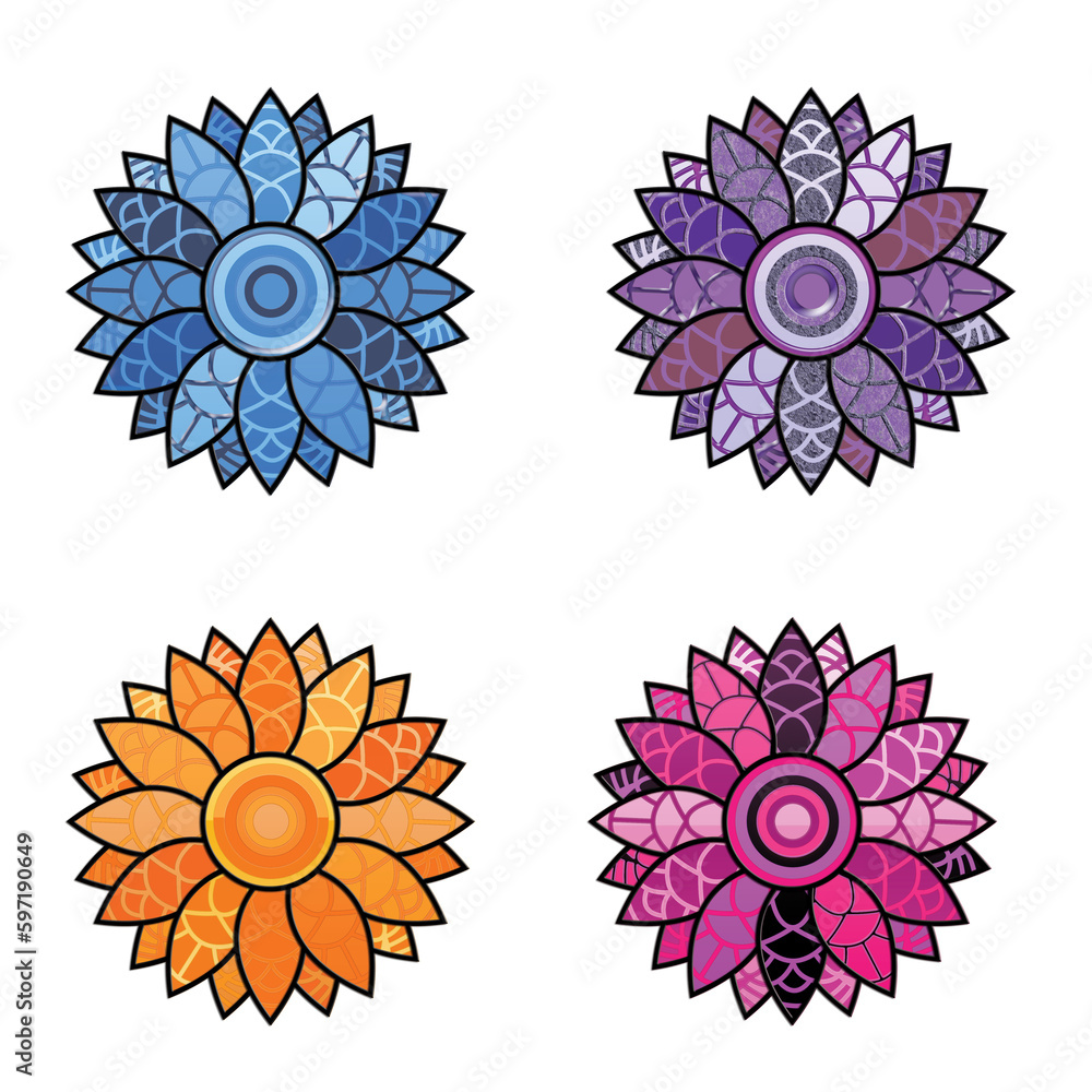 set of flowers set of flowers