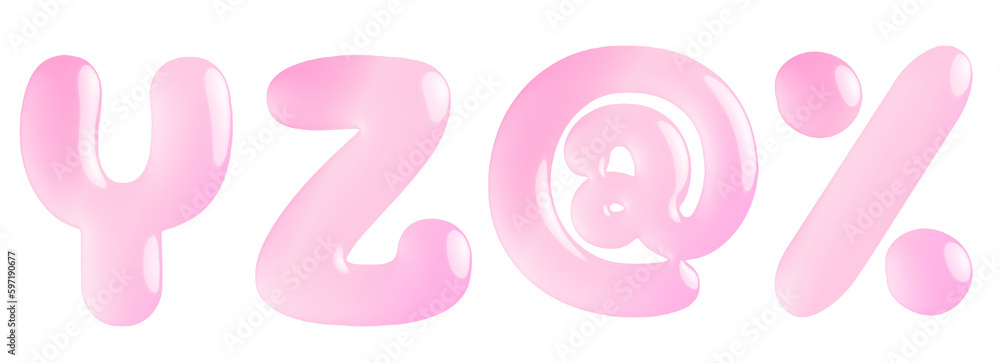Candy glossy letter pink Y, Z, @, % Candy glossy letter pink Y, Z, @, %