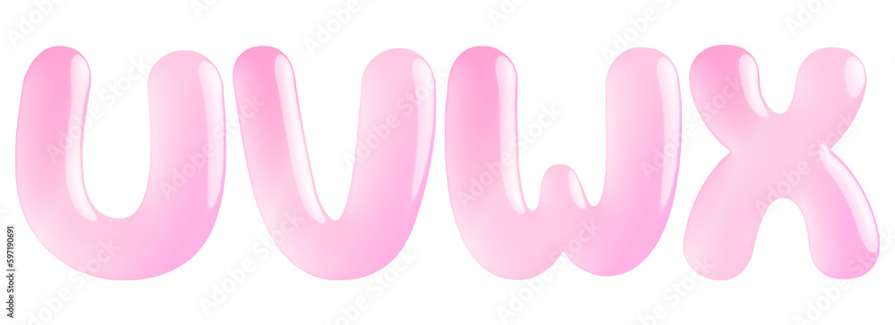 Candy glossy letters pink U, V, W, X Candy glossy letters pink U, V, W, X