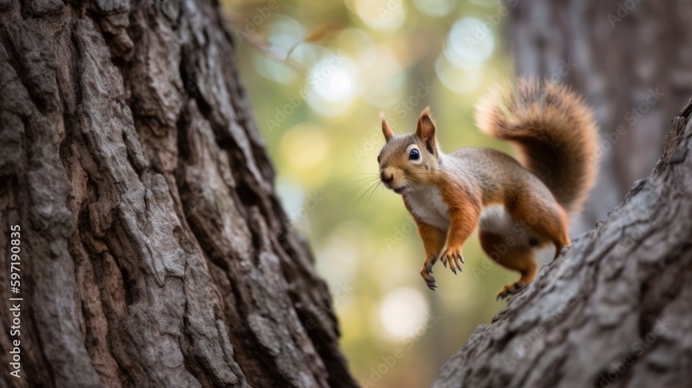 Playful and energetic squirrel. AI generated