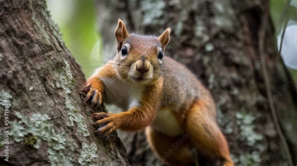 Playful and energetic squirrel. AI generated Playful and energetic squirrel. AI generated