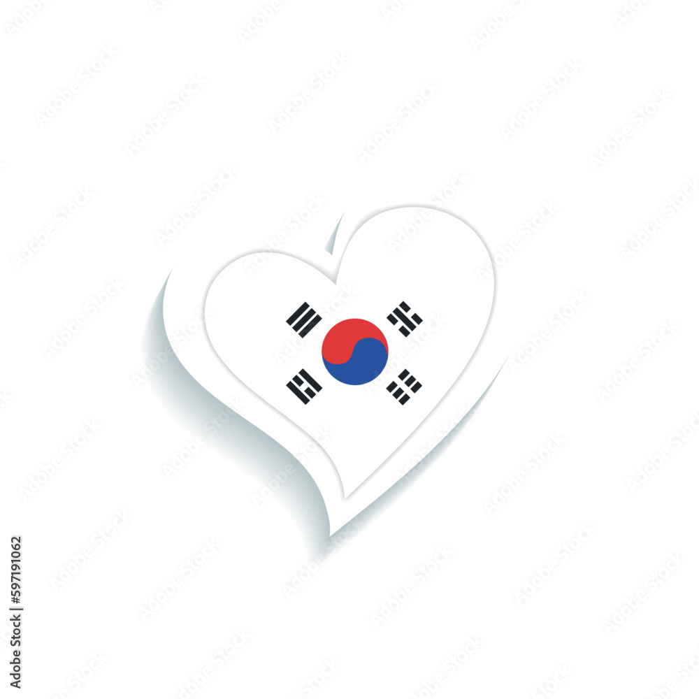 Isolated heart shape with the flag of South Korea Vector Isolated heart shape with the flag of South Korea Vector