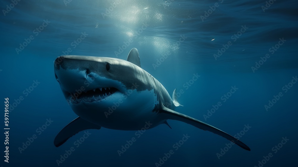 Fototapeta premium Scary and intimidating shark. AI generated