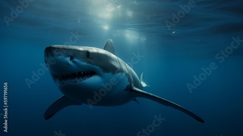 Scary and intimidating shark. AI generated