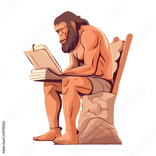primitive man reading a book