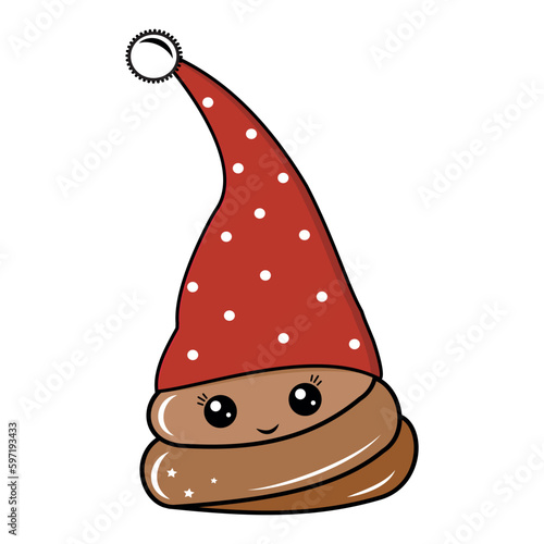 Cute Character - poop gnome, kawaii. Vector isolated illustration in cartoon style. The concept of the poop character