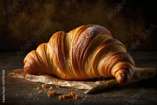 Croissants, .Continental breakfast. Closeup view , Generativ AI