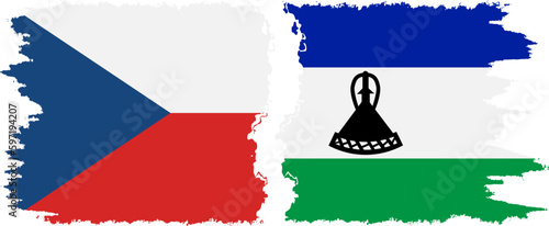 Lesotho and Czech Republic grunge flags connection vector