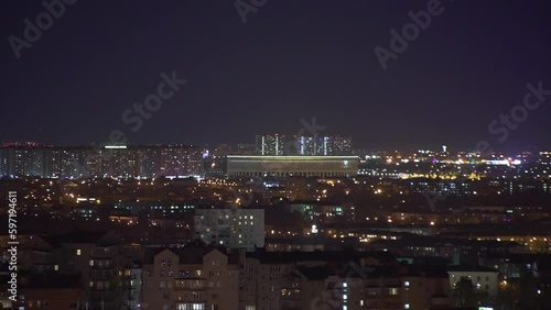 Aerial view, night city view with night sky
