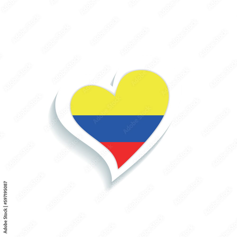 Isolated heart shape with the flag of Colombia Vector Isolated heart shape with the flag of Colombia Vector