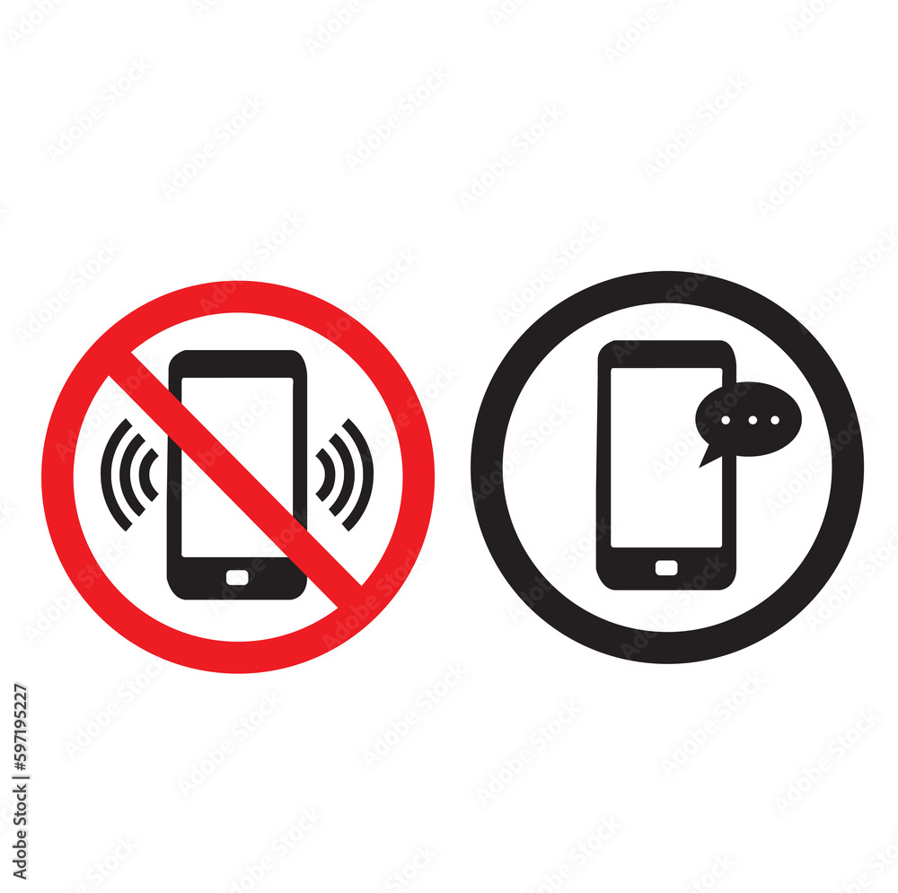 Icono de restricción para usar el teléfono móvil. Icono de permiso para enviar mensajes Vista de frente y de cerca. Vector Icono de restricción para usar el teléfono móvil. Icono de permiso para enviar mensajes Vista de frente y de cerca. Vector