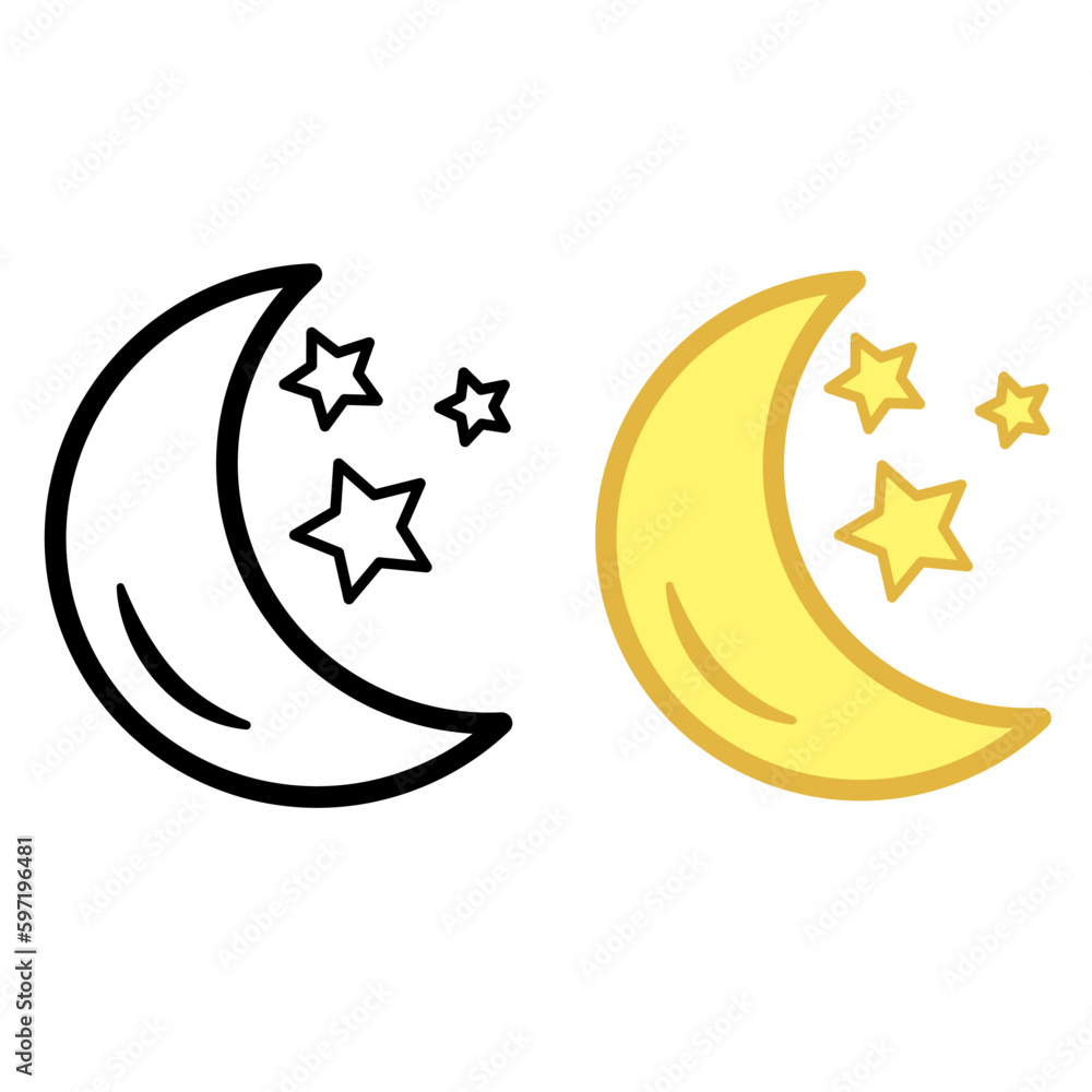 Moon and Stars icons. Vector Illustration of Night Rest. Sleep Logo Moon and Stars icons. Vector Illustration of Night Rest. Sleep Logo