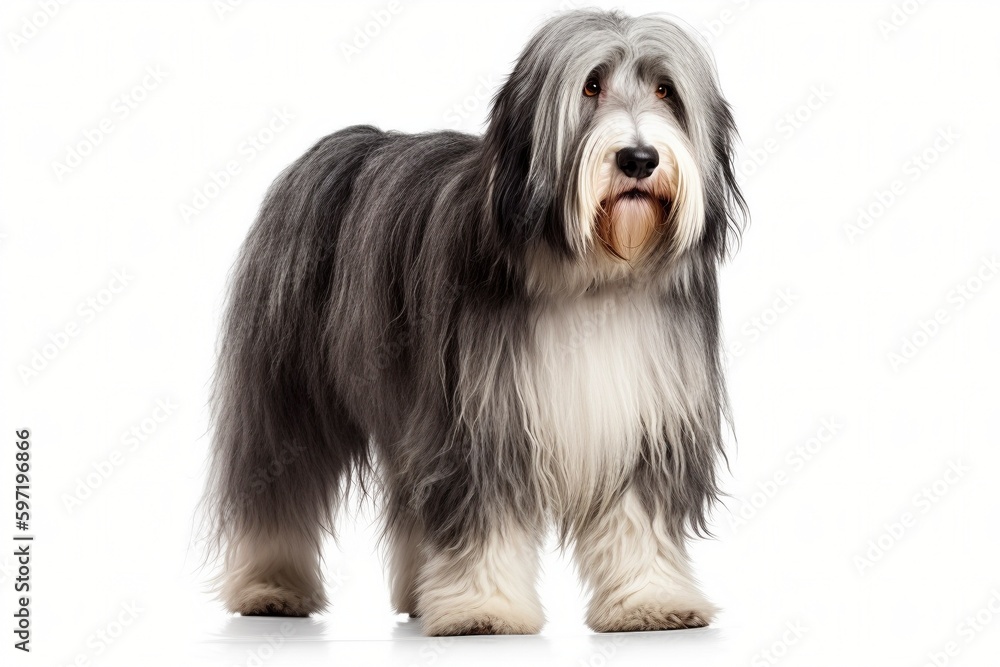 Cute Bearded collie dog in studio, created with generative AI Cute Bearded collie dog in studio, created with generative AI