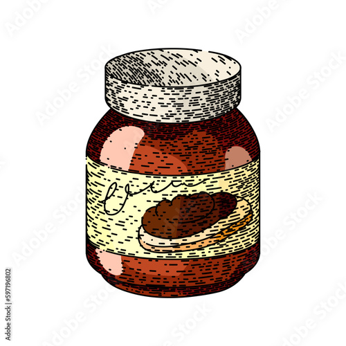 chocolate paste jar sketch hand drawn vector