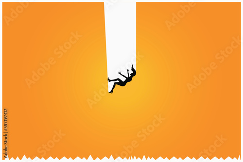 business woman falling down the hole, recession, bad dream, symbol of fear, depression, failure , broken heart 