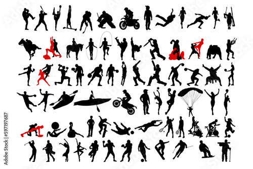 Set of silhouettes of sports people