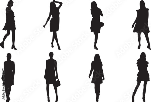 Fashion woman silhouette set