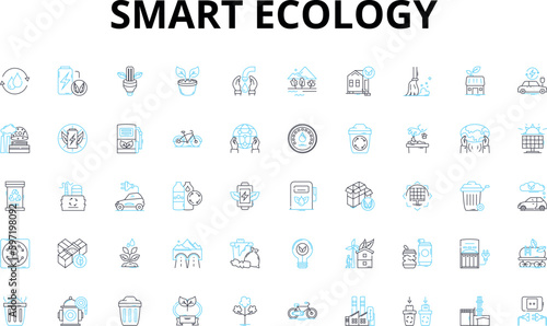 Smart ecology linear icons set. Sustainable, Renewable, Green, Eco-friendly, Biodegradable, Carbon-neutral, Energy-efficient vector symbols and line concept signs. Ethical,Organic,Biodiverse © Nina