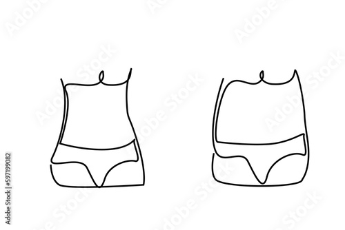 woman underwear swimsuit slim fit and overweight calorie obese with cellulite the differences between health line art