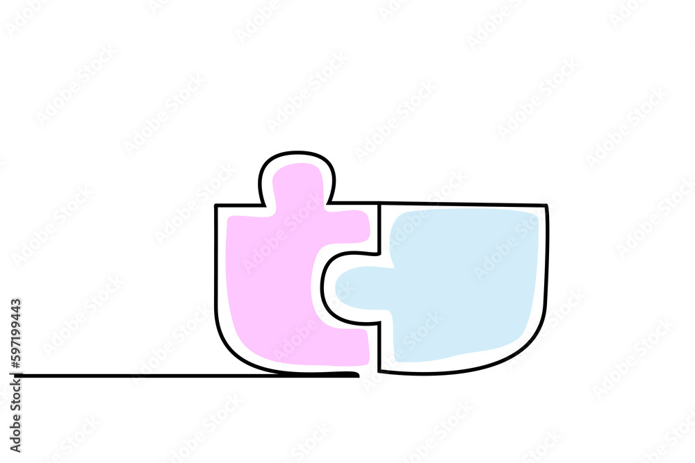 two people match puzzle piece teamwork partner couple line art two people match puzzle piece teamwork partner couple line art