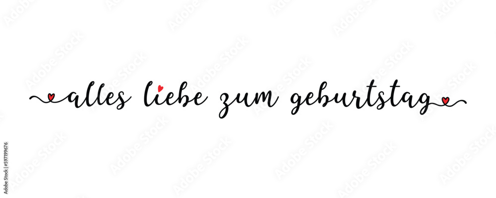 Handgeschriebene Phrase Alles liebe zum Geburtstag als banner, logo. Lettering für Poster, Postkarte, Einladung, Web Banner, ad