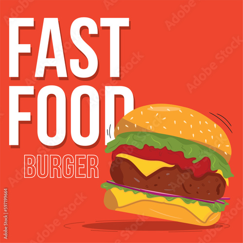 Isolated colored hamburger fast food Vector