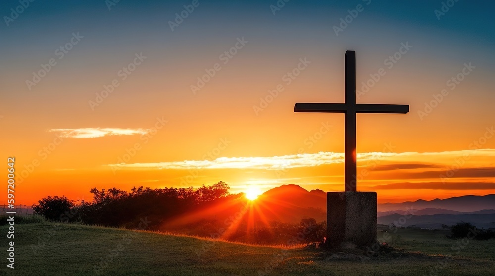 Croce cristiana al tramonto