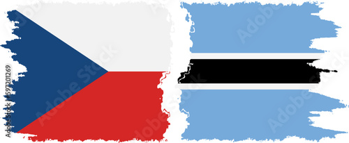 Botswana and Czech Republic grunge flags connection vector