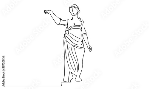 greek woman beautiful sculpture one single line art