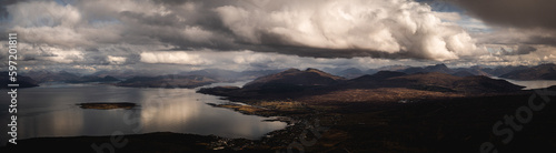 Panoramic View of Dramatic Skies from Beinn na Caillich on the Isle of Skye, Looking towards the Mainland photo