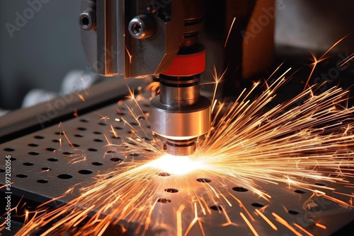 Cnc milling machine. Processing and laser cutting for metal in the industrial. Motion blur. Ai