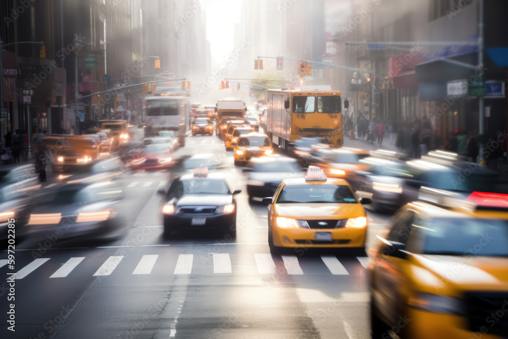 Rush hour on the streets of Manhattan, created with Generative AI technology