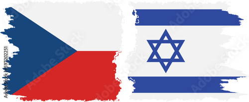 Israel and Czech Republic grunge flags connection vector
