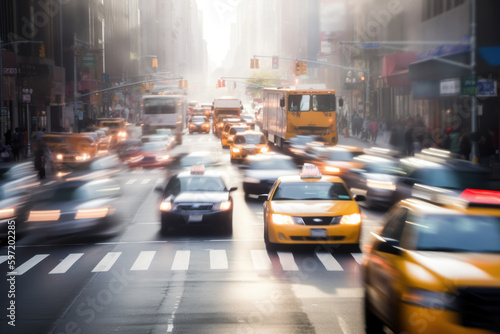 Rush hour on the streets of Manhattan, created with Generative AI technology