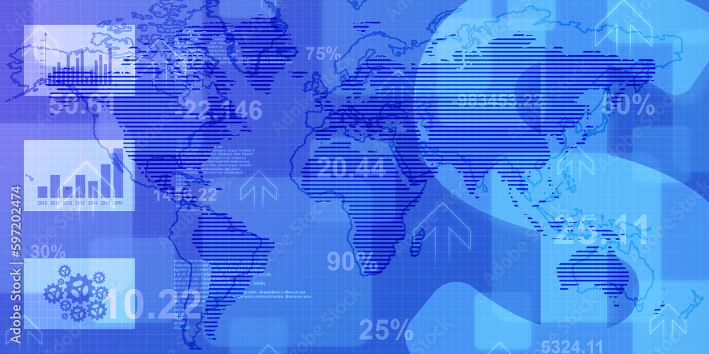 Fototapeta premium 2d illustration world map abstract background