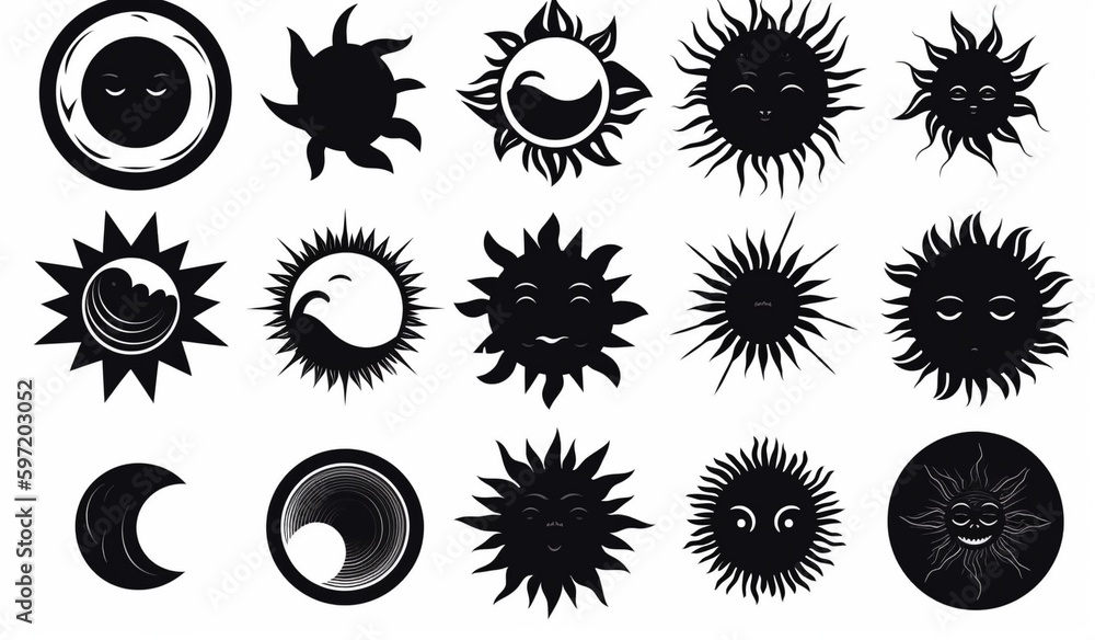 Glowing Sun Vector Icons Generative AI Glowing Sun Vector Icons Generative AI