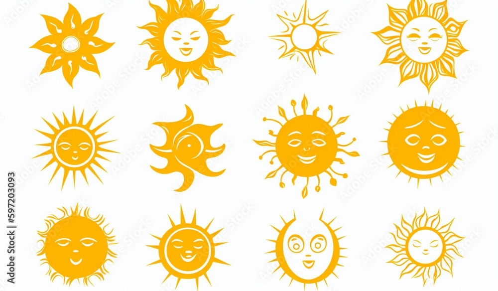 Glowing Sun Vector Icons